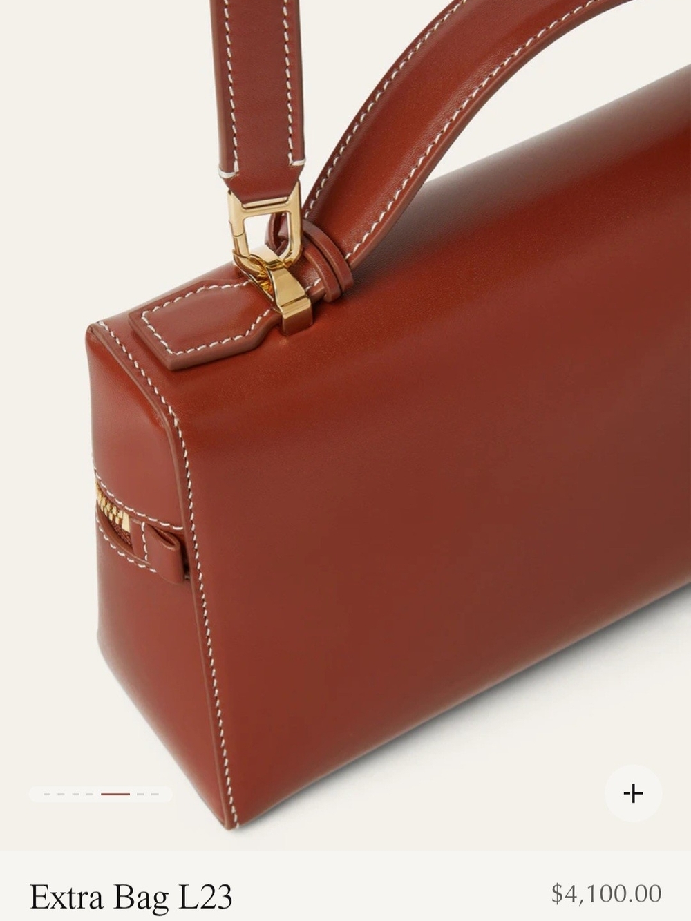 Loro Piana Chestnut Saddle Leather Top-Handle Satchel with Gold Hardware - Picture 3 of 13